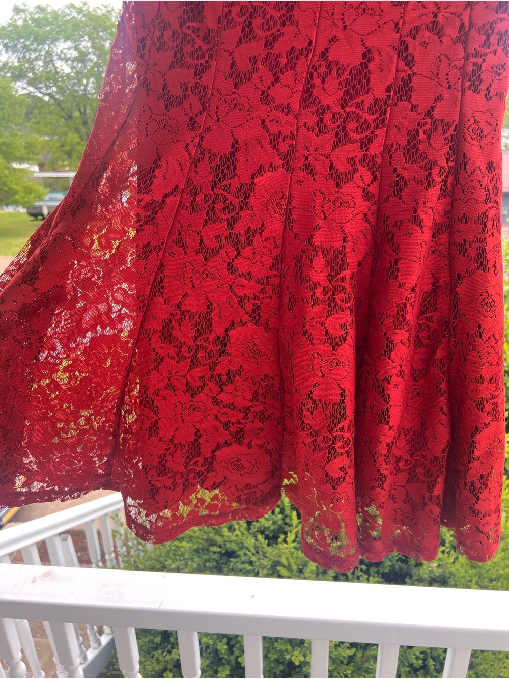 Danny & Nicole Red Lace Midi Fit-and-Flare Dress - Picture 3 of 5